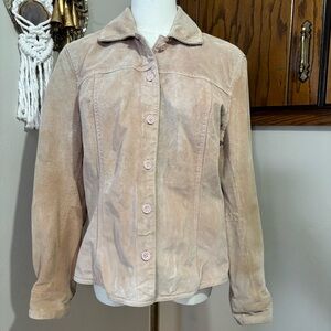 Cherokee Vintage Tan Faded Distressed Suede Leather Jacket Size Medium